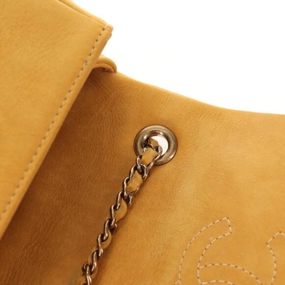 CHANEL Chain Shoulder Bag Suede Yellow Gold CC Auth 145362A - Picture 14 of 16